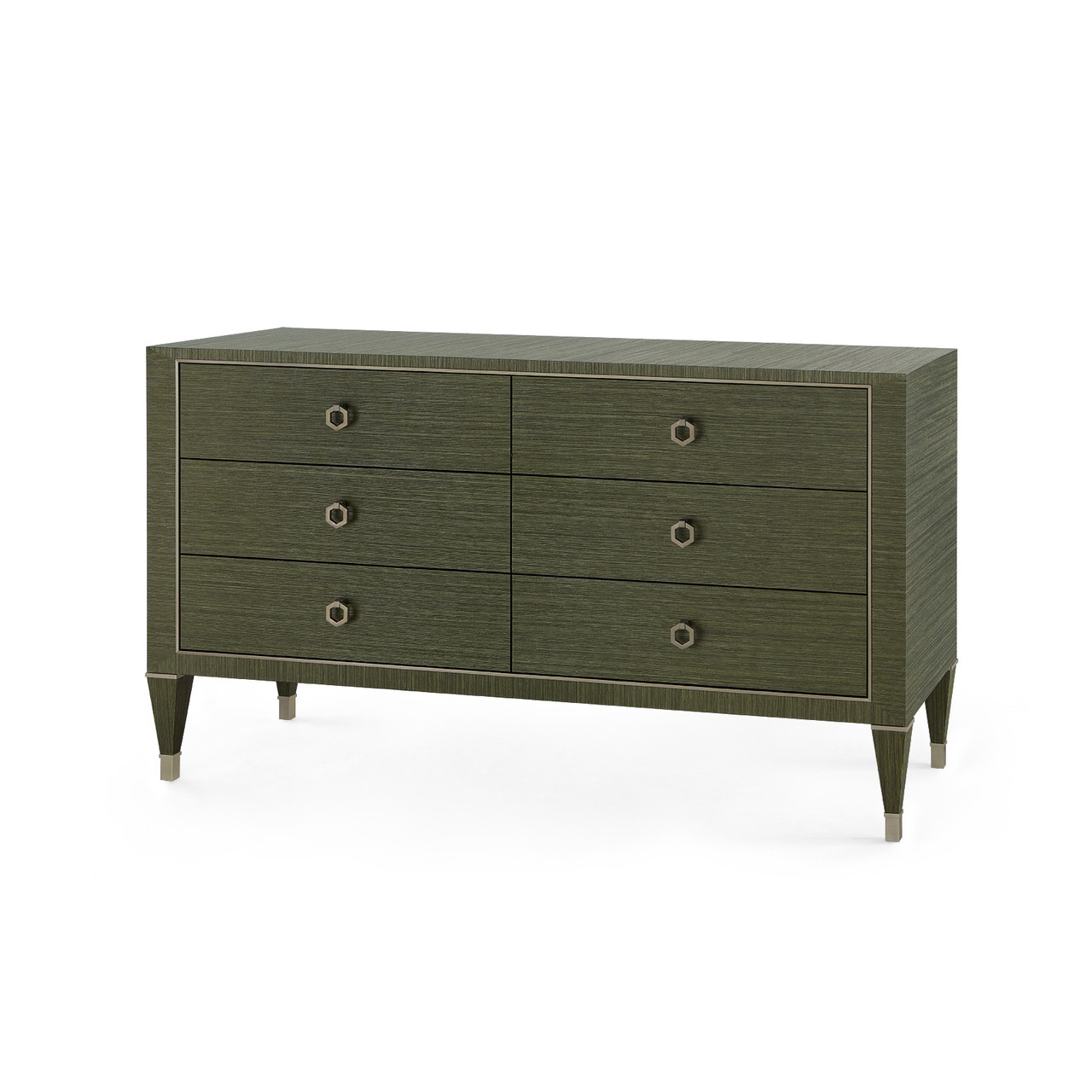 Morris Extra Large 6-Drawer with Glass Top, Deep Olive
