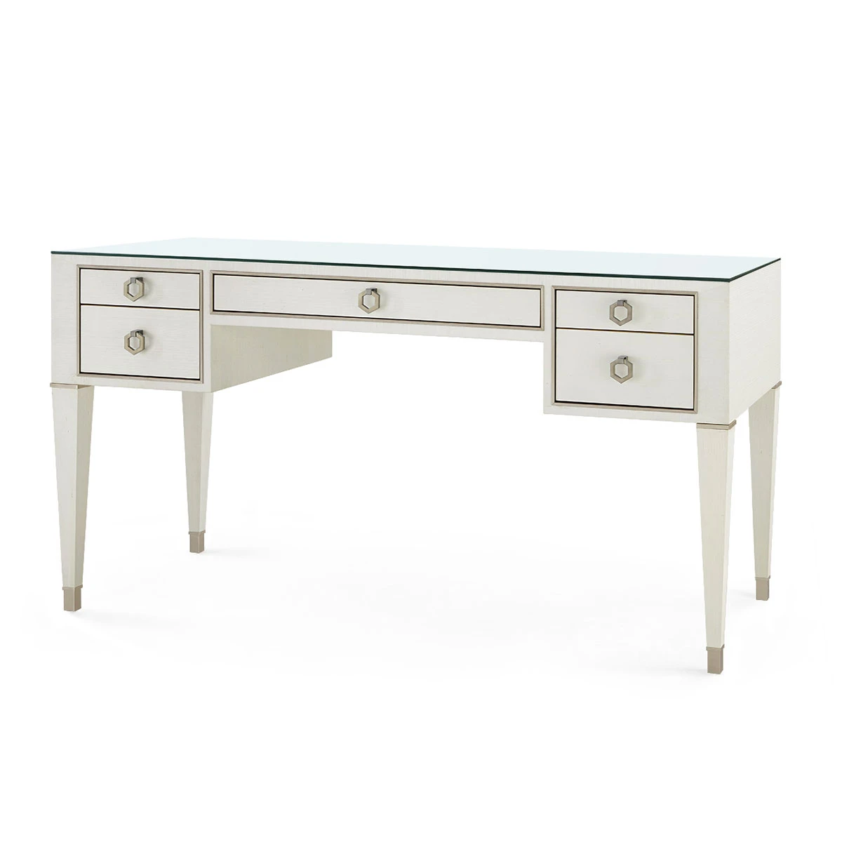Morris Desk with Glass Top, Sand White