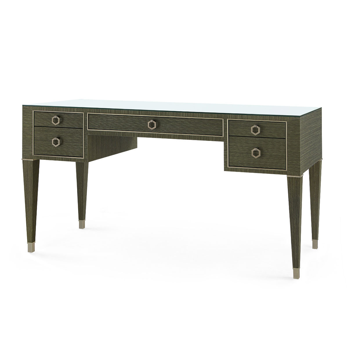 Morris Desk with Glass Top, Deep Olive