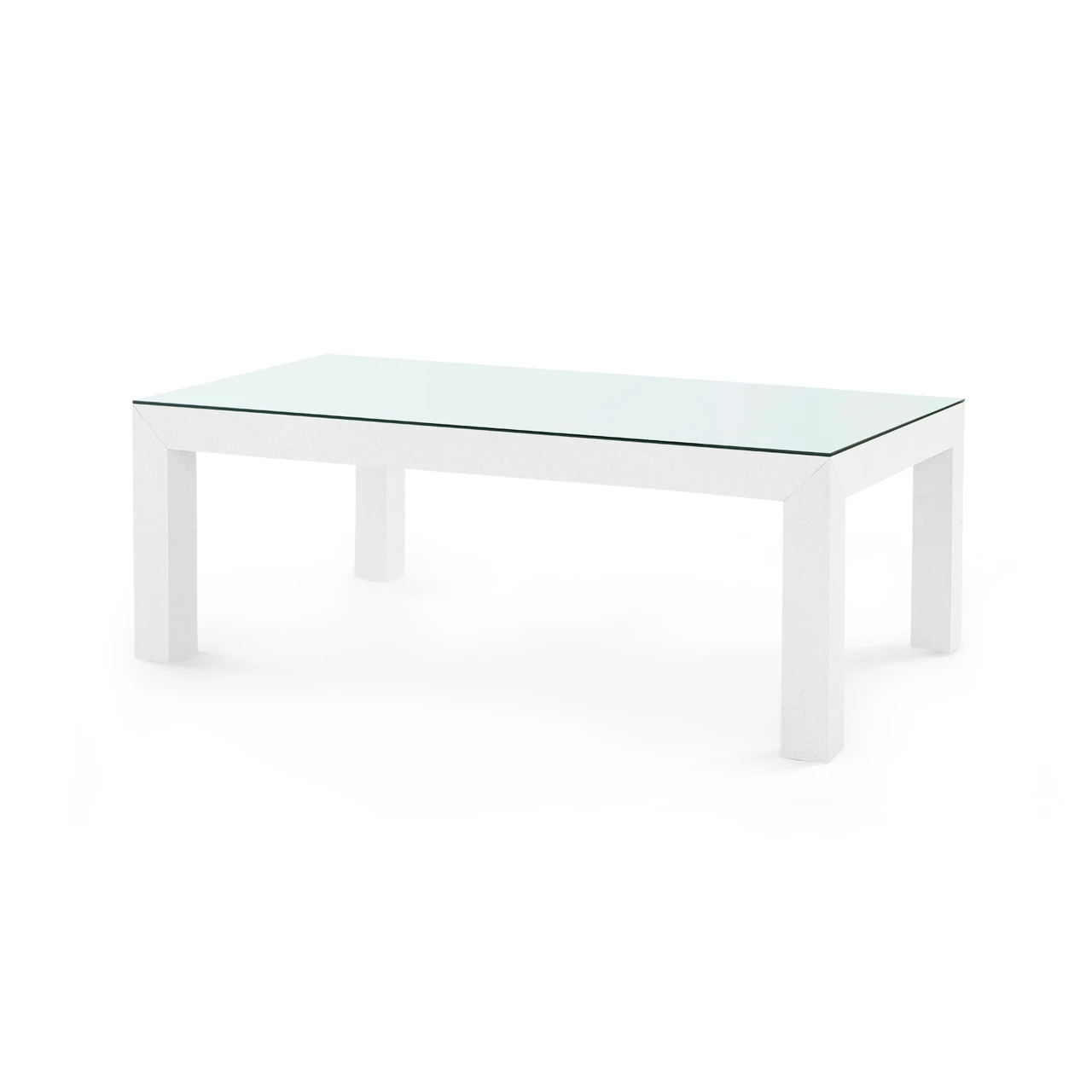 Parsons Coffee Table with Glass Top, Chiffon White