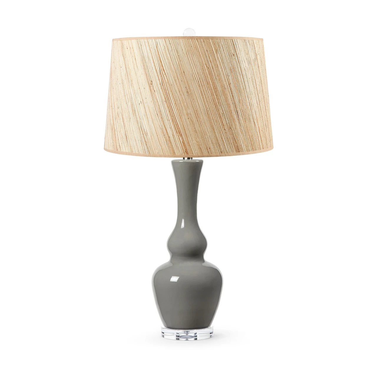 Ansonia Lamp with Shade 17-inch Papyrus, with Nickel, Graphite Glow