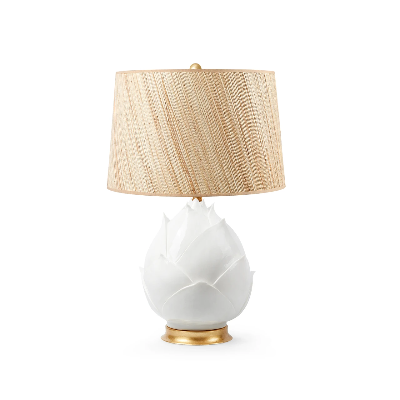 Budding Lamp with Shade 17-inch Papyrus, with Gold, Blanc de Chine