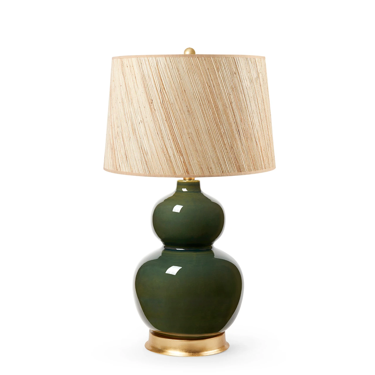 Jade Lamp with Shade 17-inch Papyrus, with Gold, Olive Green