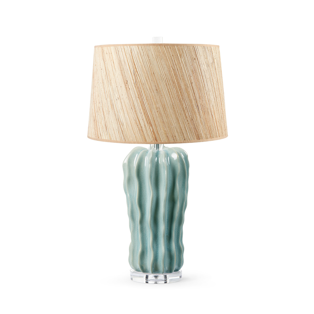Malibu Lamp with Shade 17-inch Papyrus, with Nickel, Polar Mist