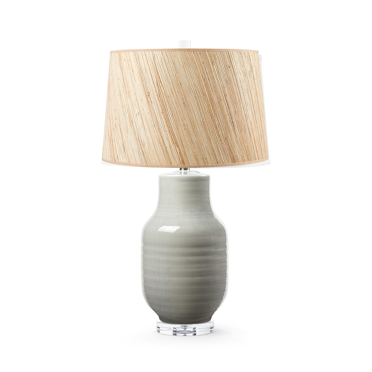 Positano Lamp with Shade 17-inch Papyrus, with Nickel, Frosty Mist