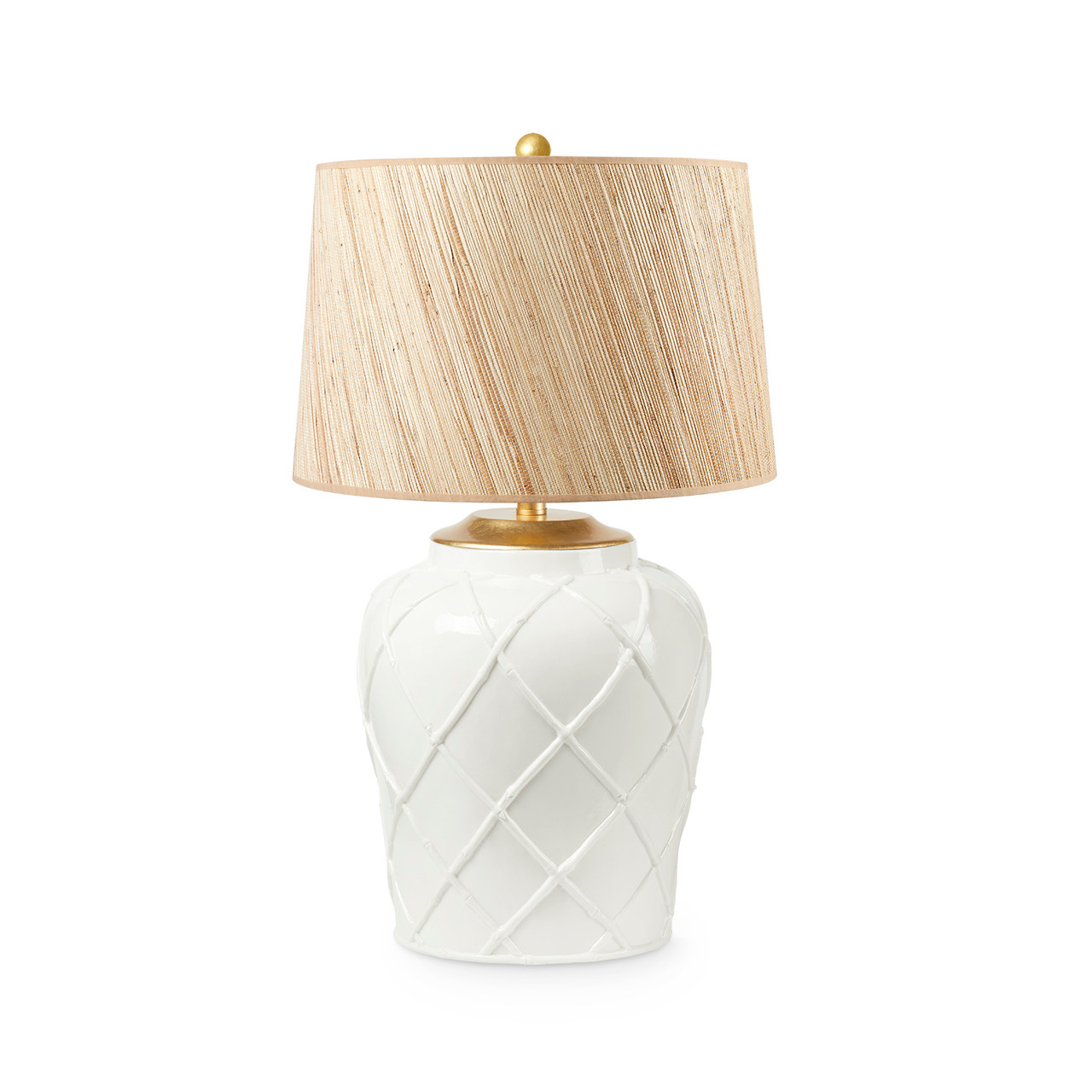 Soochow Lamp with Shade 17-inch Papyrus, with Gold, Blanc de Chine