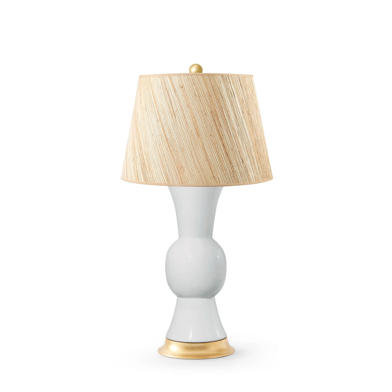Tao Lamp with Shade 16-inch Papyrus, with Gold, White Smoke
