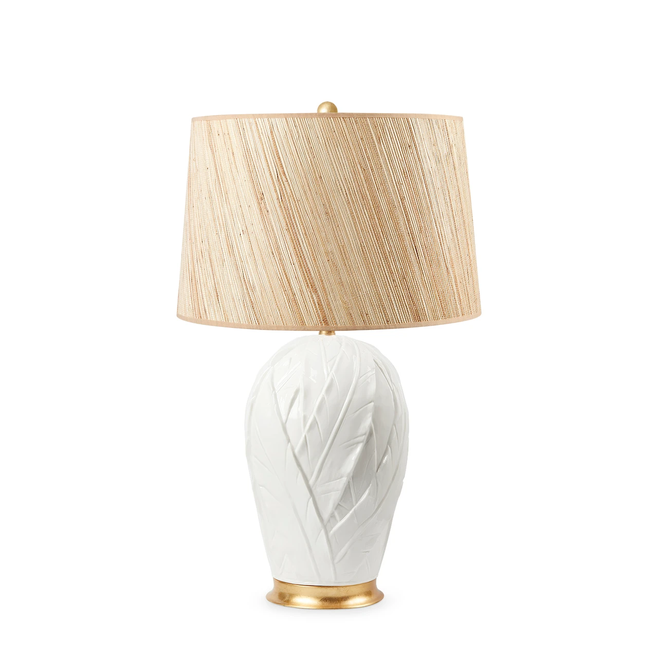 Tobacco Leaf Lamp with Shade 17-inch Papyrus, with Gold, Blanc de Chine