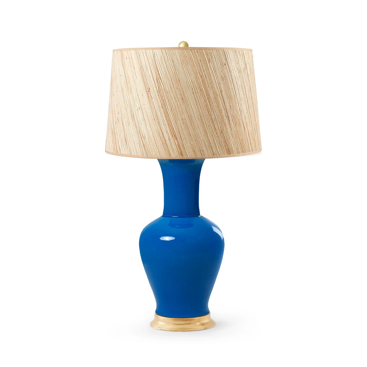 Acacia Lamp with Shade 17-inch Papyrus, with Gold, Peacock Blue