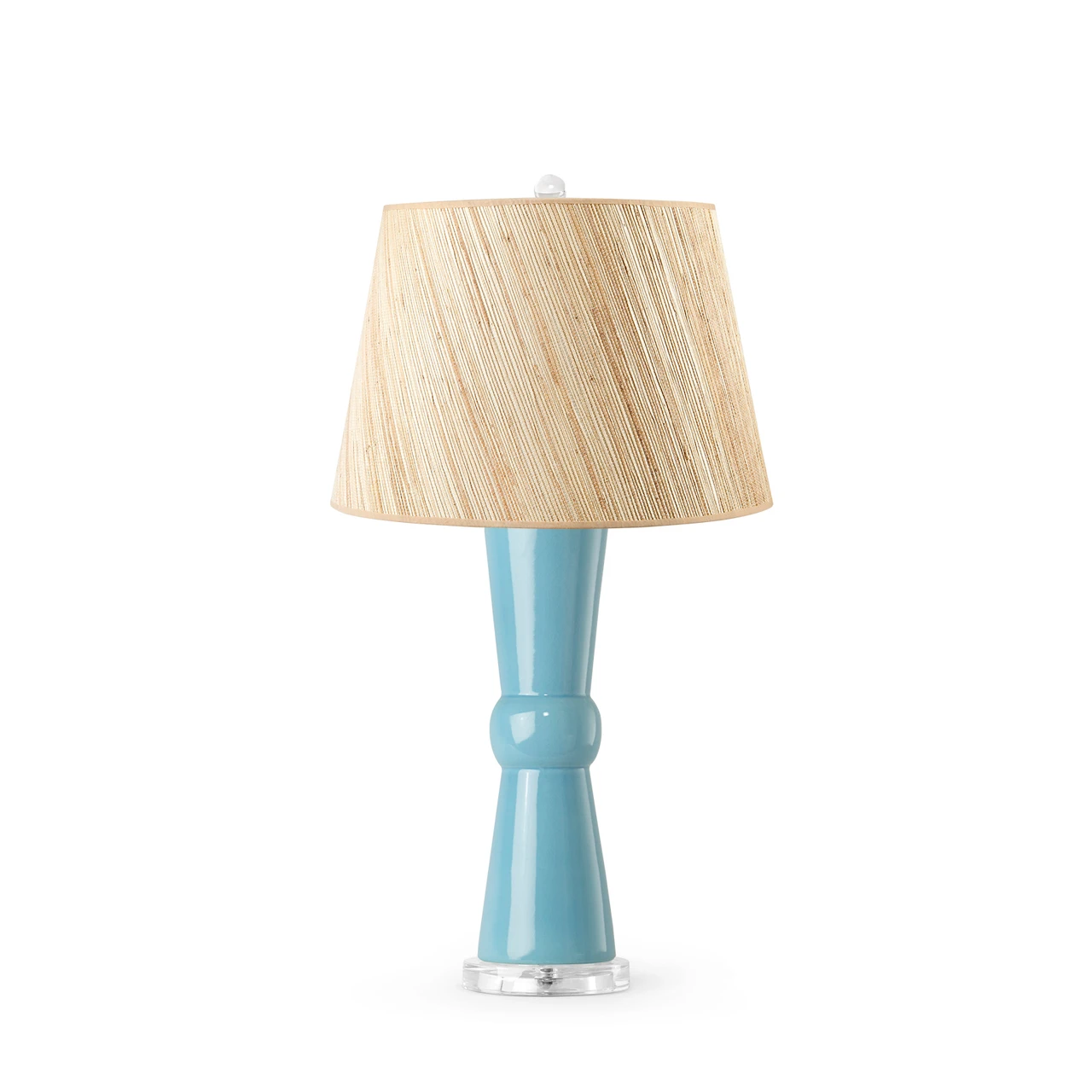 Clarissa Lamp with Shade 16-inch Papyrus, with Nickel, Light Turquoise
