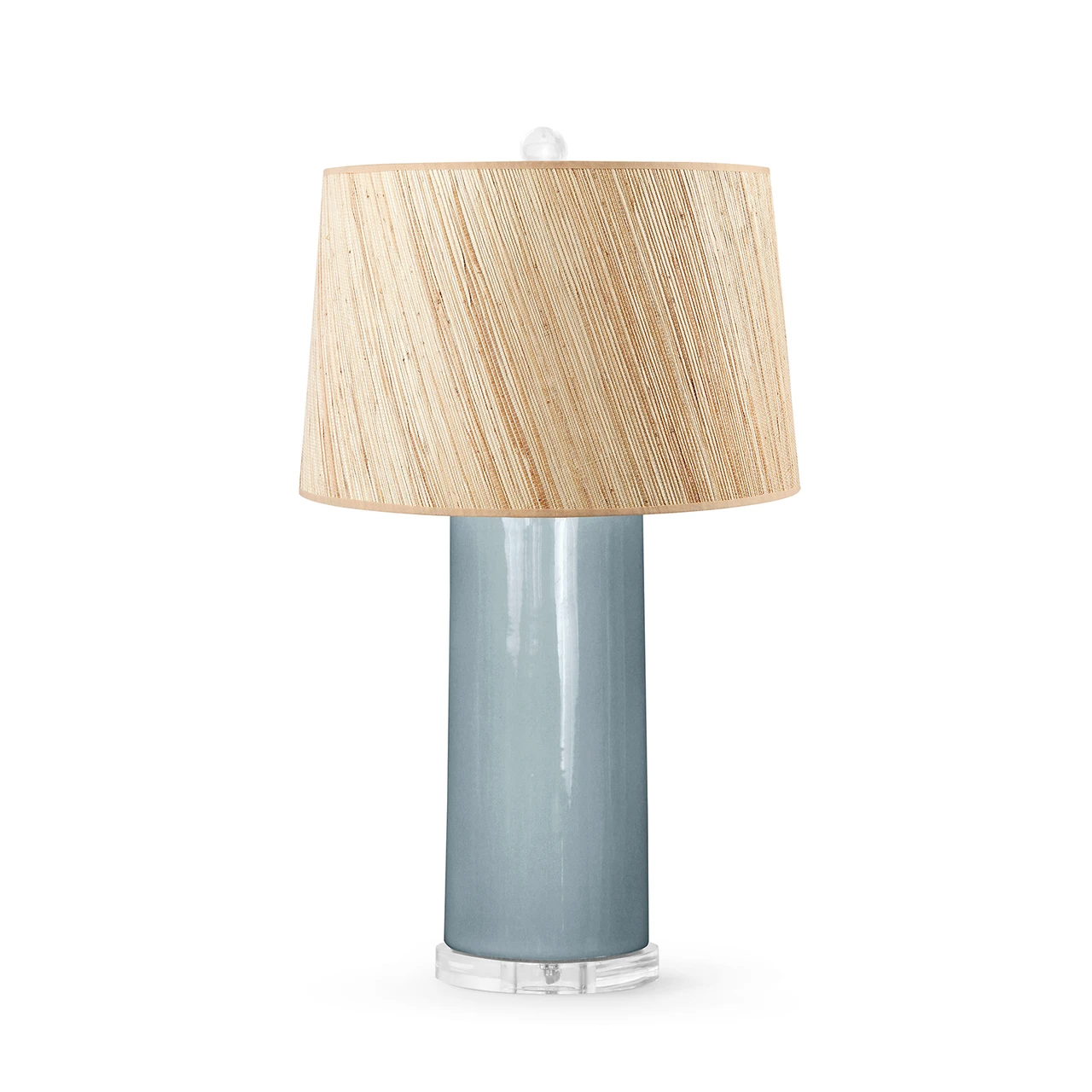 Formosa Lamp with Shade 17-inch Papyrus, with Nickel, Smoke Blue