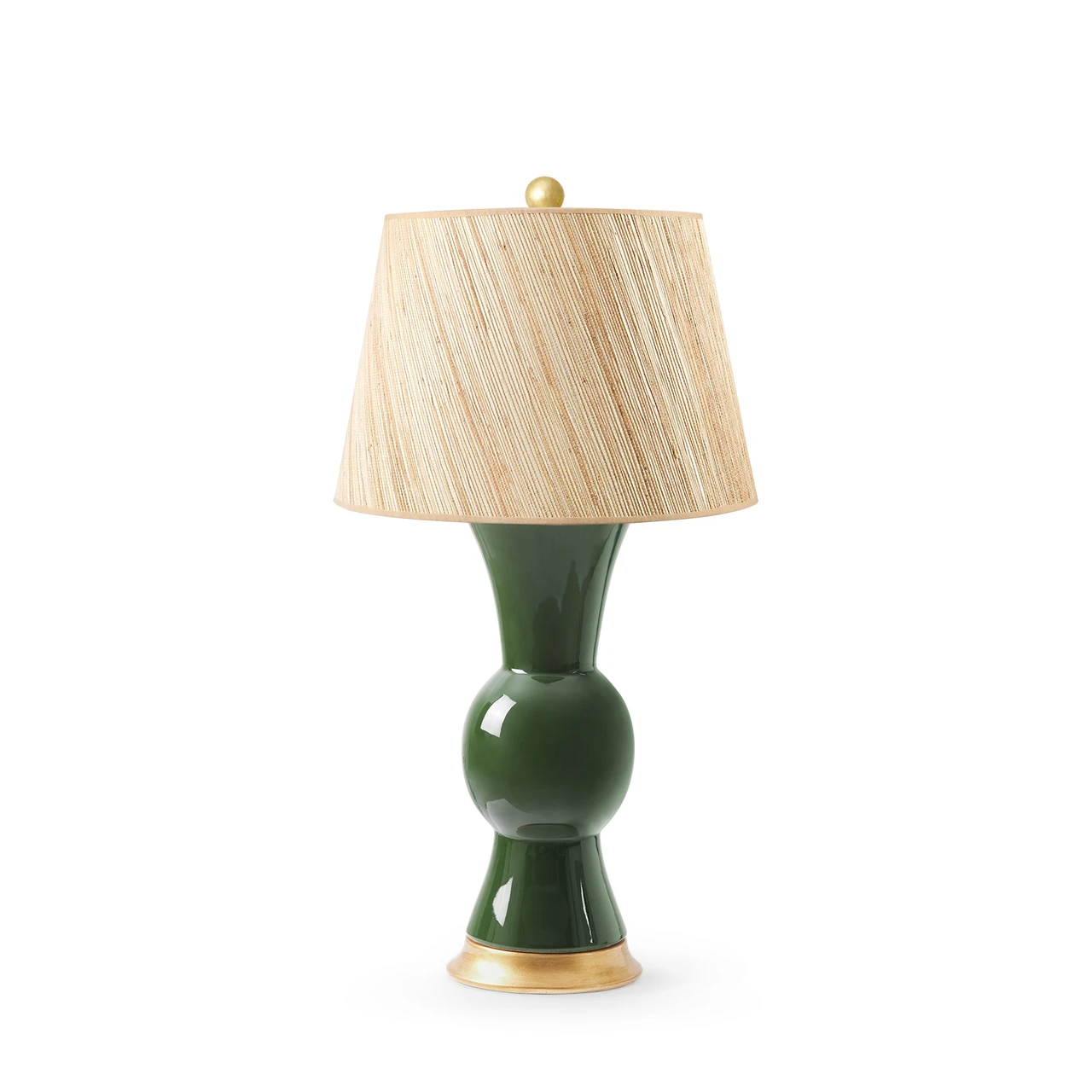 Tao Lamp with Shade 16-inch Papyrus, with Gold, Dark Green