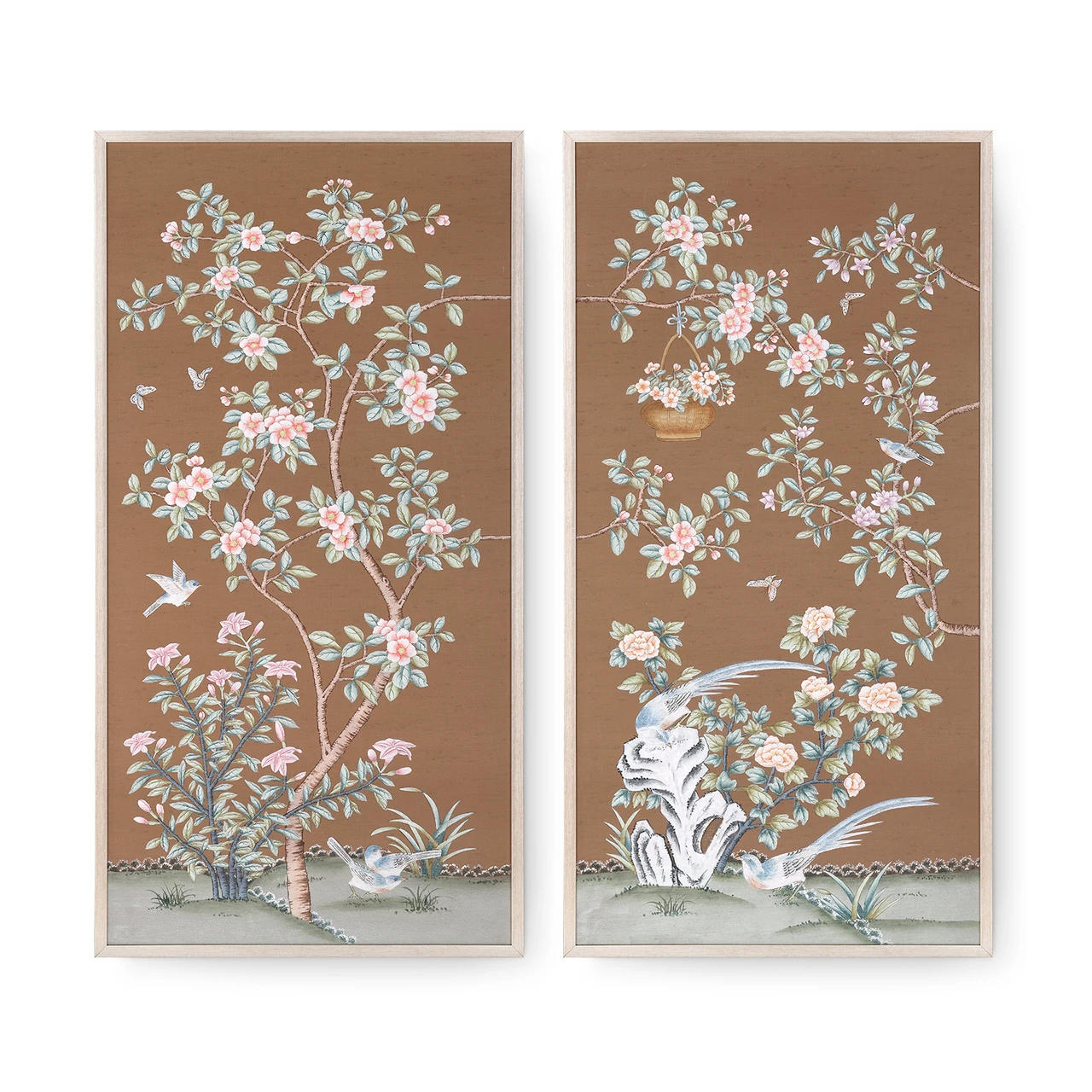 Parchment Reverie Framed Silk Panel Pair, Parchment