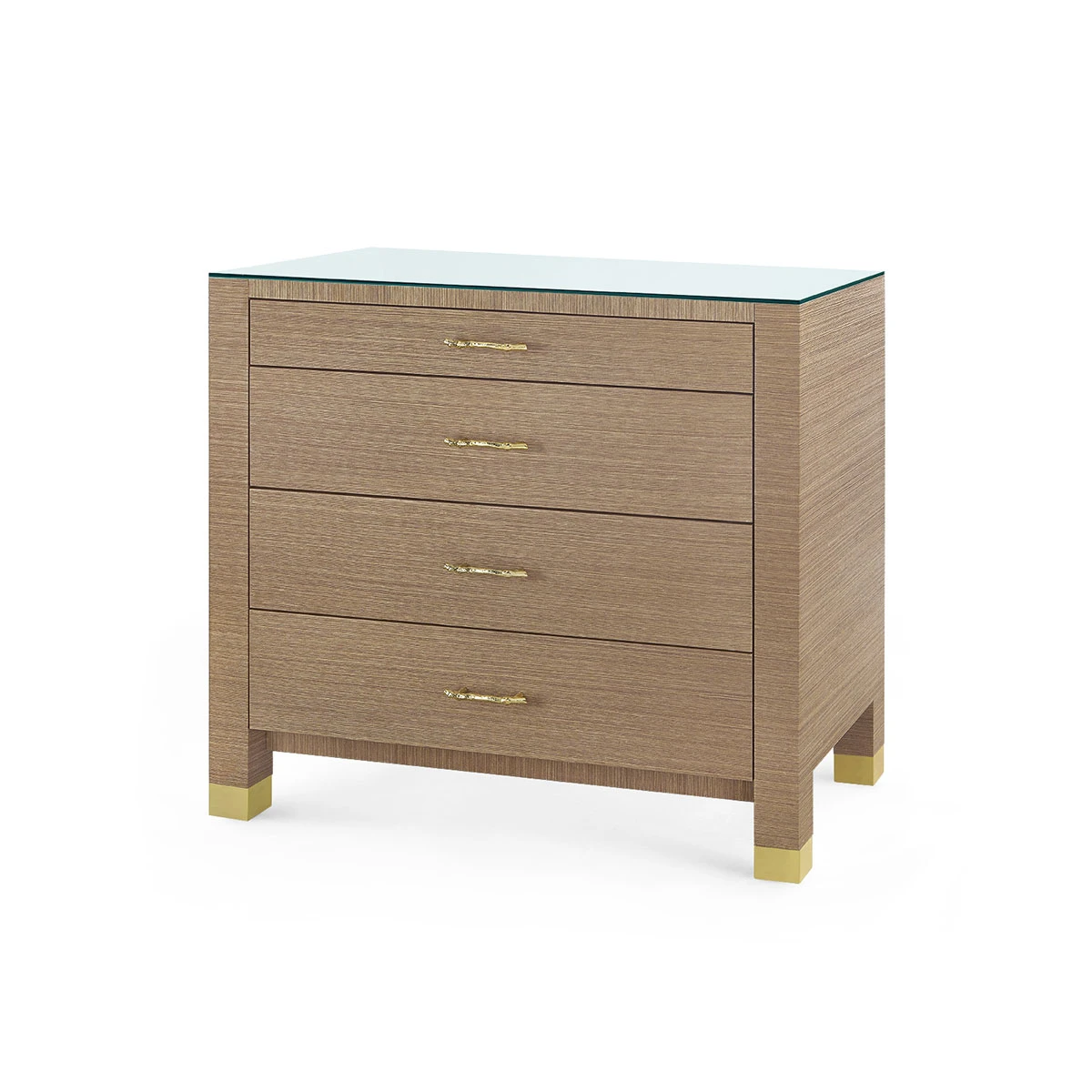 Camden Large 4-Drawer with Glass Top, Flax Brown