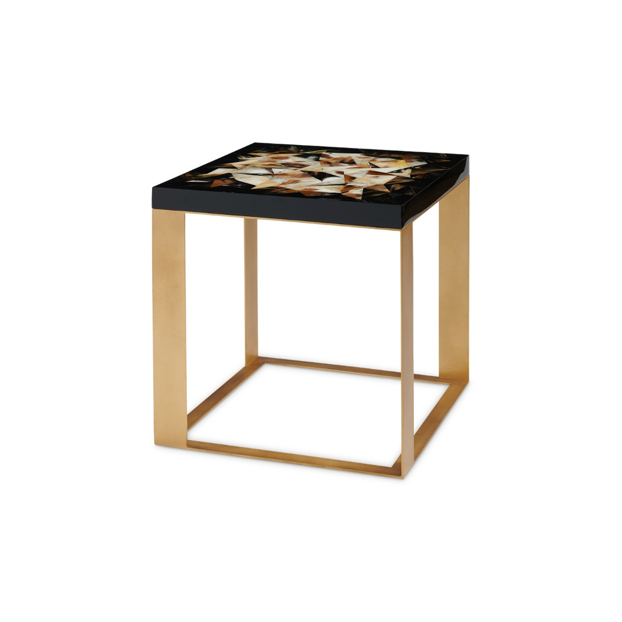 Calypso Side Table, Black and Gold Leaf