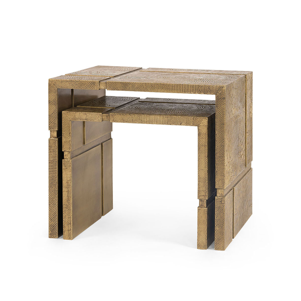 Hollis Nesting Tables Set of 2, Antique Brass