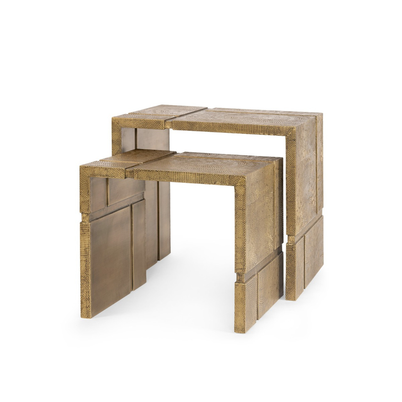 Hollis Nesting Tables Set of 2, Antique Brass