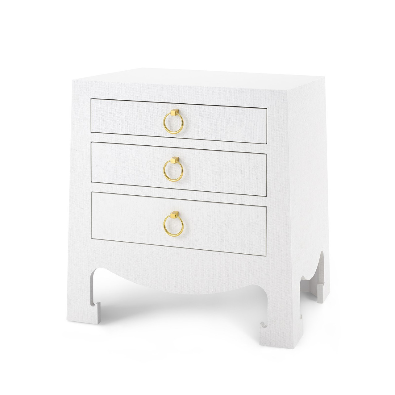 Jacqui Grasscloth 3-Drawer Side Table, Chiffon White