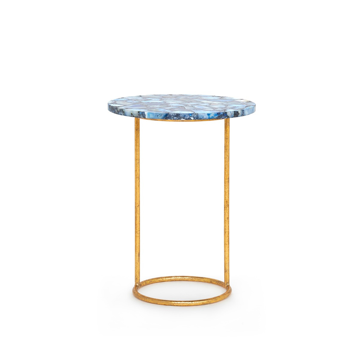 Jenay Side Table, Blue and Gold Leaf