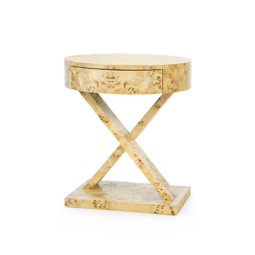 Modena 1-Drawer Side Table, Burl