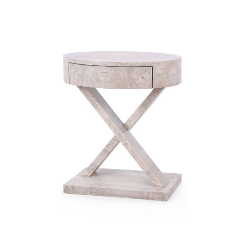 Modena 1-Drawer Side Table, Light Gray Burl