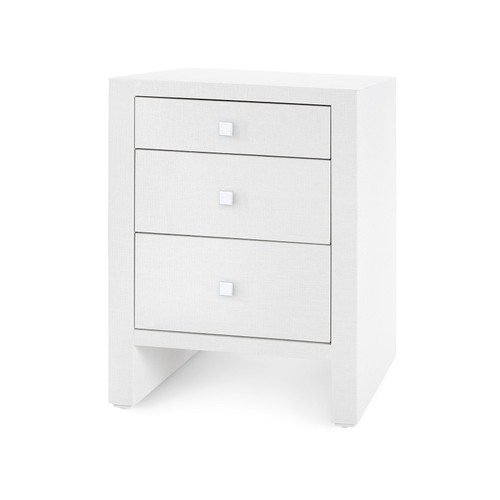 Morgan Grasscloth 3-Drawer Side Table, Chiffon White