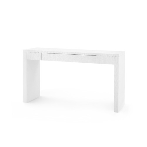 Morgan Large Grasscloth Console Table, Chiffon White