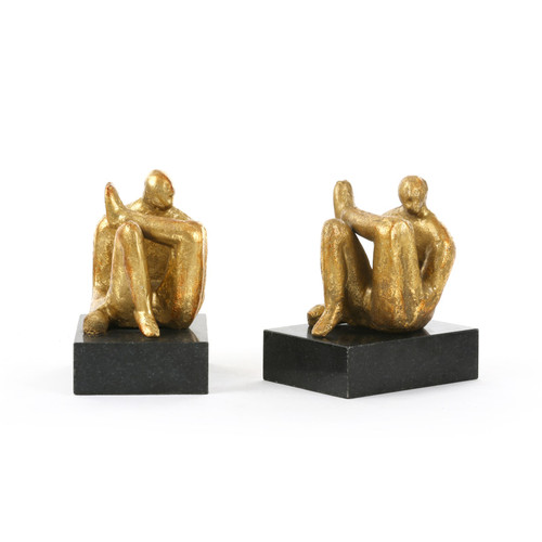 Amadeo Sitting Statue (Pair), Gold Leaf