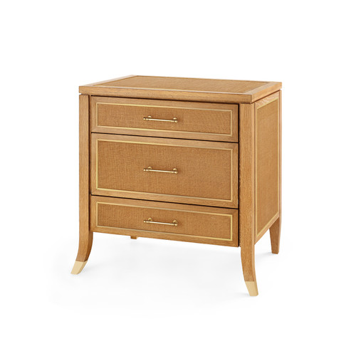 Paulina 3-Drawer Side Table, Natural and Camel