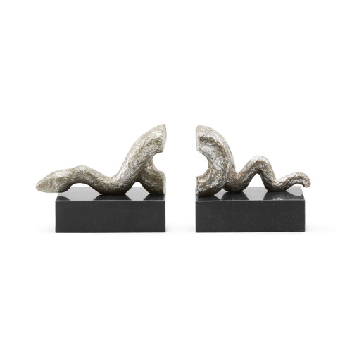 Asp Bookends (Pair), Silver Leaf