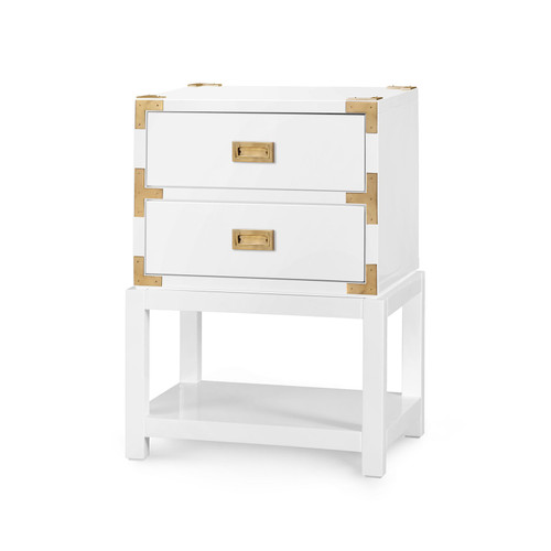 Tansu 2-Drawer Side Table, Gloss White