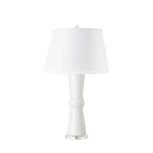 Clarissa Lamp with Shade 16-inch White Linen, with Nickel, Antique White