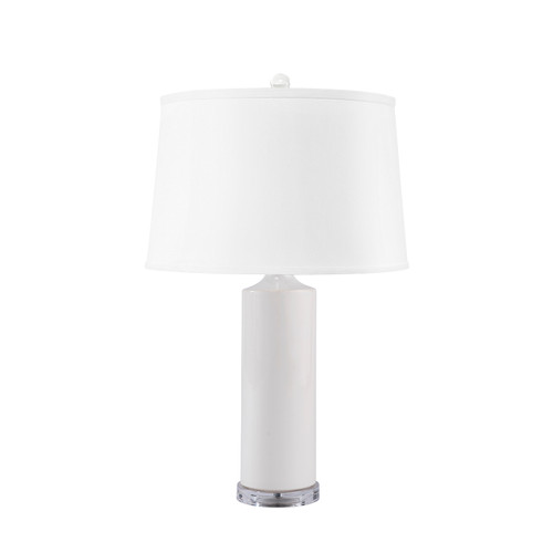 Conniston Lamp with Shade 17-inch White Linen, with Nickel, White Cloud