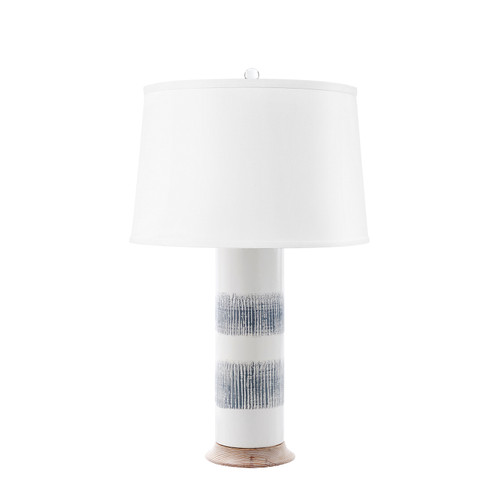 Elena Lamp with Shade 17-inch White Linen, with Nickel, Gray and White