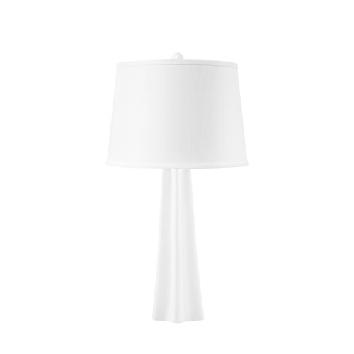 Estrella Lamp with Shade 14-inch White Linen, with Nickel, Plaster White