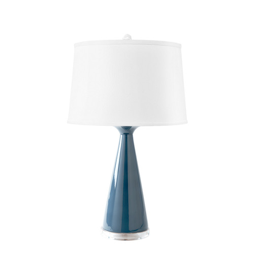 Evo Lamp with Shade 17-inch White Linen, with Nickel, Bluestone Evo Lamp with Shade 17-inch White Linen, with Nickel, Bluestone