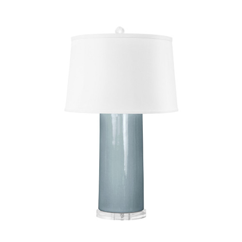 Formosa Lamp with Shade 17-inch White Linen, with Nickel, Smoke Blue