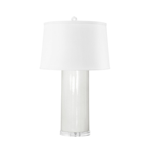 Formosa Lamp with Shade 17-inch White Linen, with Nickel, White Cloud