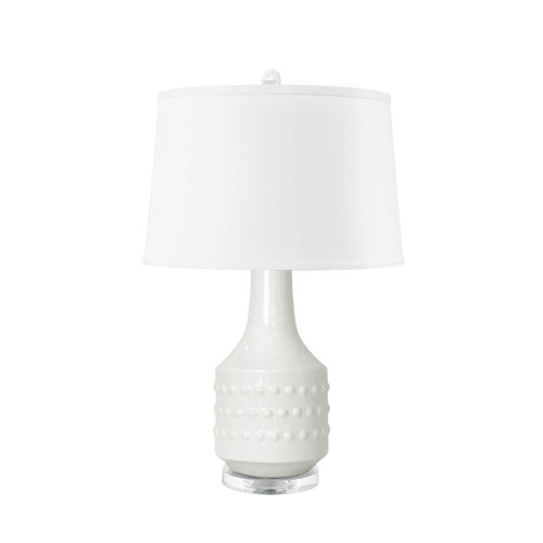 Mariah Lamp with Shade 17-inch White Linen, with Nickel, White Cloud