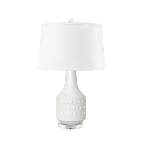 Mariah Lamp with Shade 17-inch White Linen, with Nickel, White Cloud