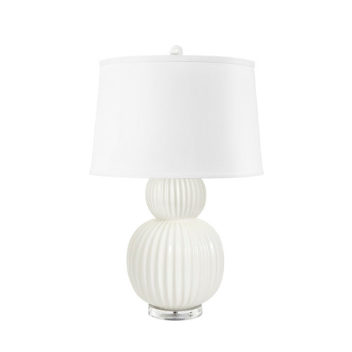 Meridian Lamp with Shade 17-inch White Linen, with Nickel, White Cloud