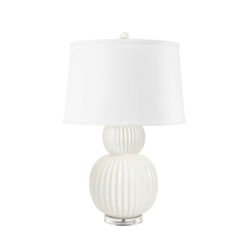 Meridian Lamp with Shade 17-inch White Linen, with Nickel, White Cloud