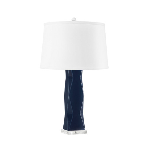 Molino Lamp with Shade 17-inch White Linen, with Nickel, Polo Blue