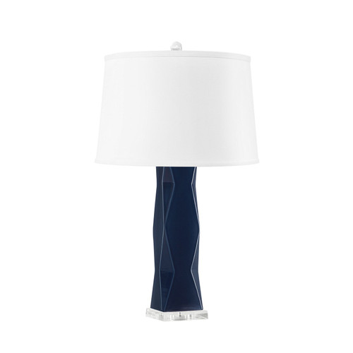 Molino Lamp with Shade 17-inch White Linen, with Nickel, Polo Blue
