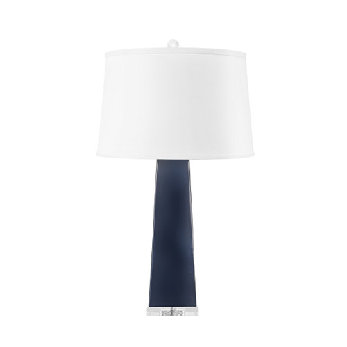 Naxos Lamp with Shade 17-inch White Linen, with Nickel, Polo Blue