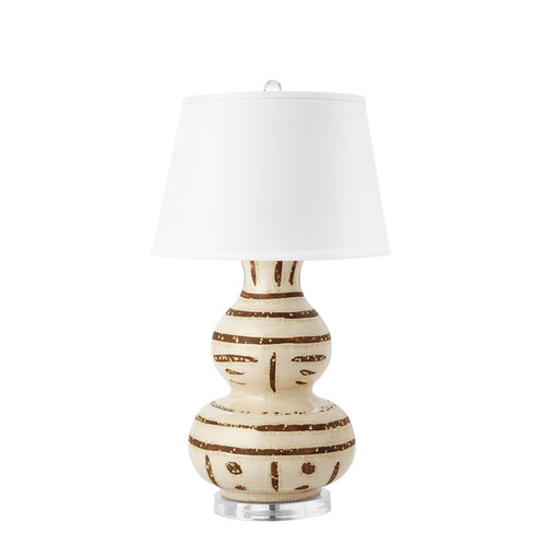Shino Lamp with Shade 16-inch White Linen, with Nickel, Ivory and Brown Shino Lamp with Shade 16-inch White Linen, with Nickel, Ivory and Brown