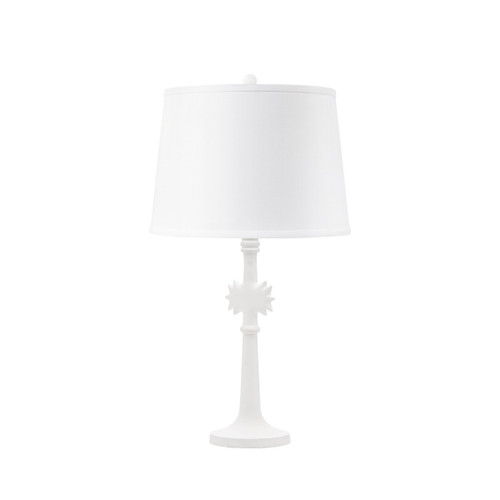 Sol Lamp with Shade 14-inch White Linen, with Nickel, Plaster White