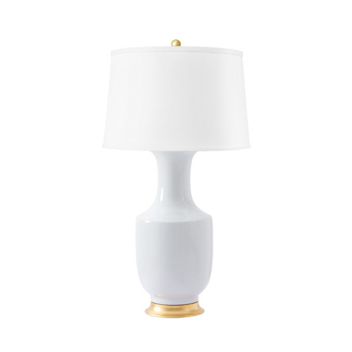 Thalia Lamp with Shade 17-inch White Linen, with Gold, White Smoke