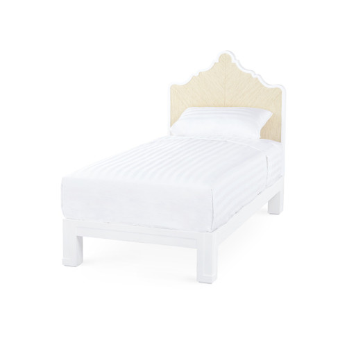 Victoria Twin Headboard With Ryder Bed Frame, Natural Twill, Vanilla