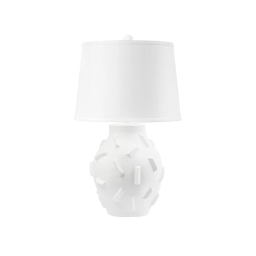 Bracque Lamp with Shade 17-inch White Linen, with Nickel, Cool White